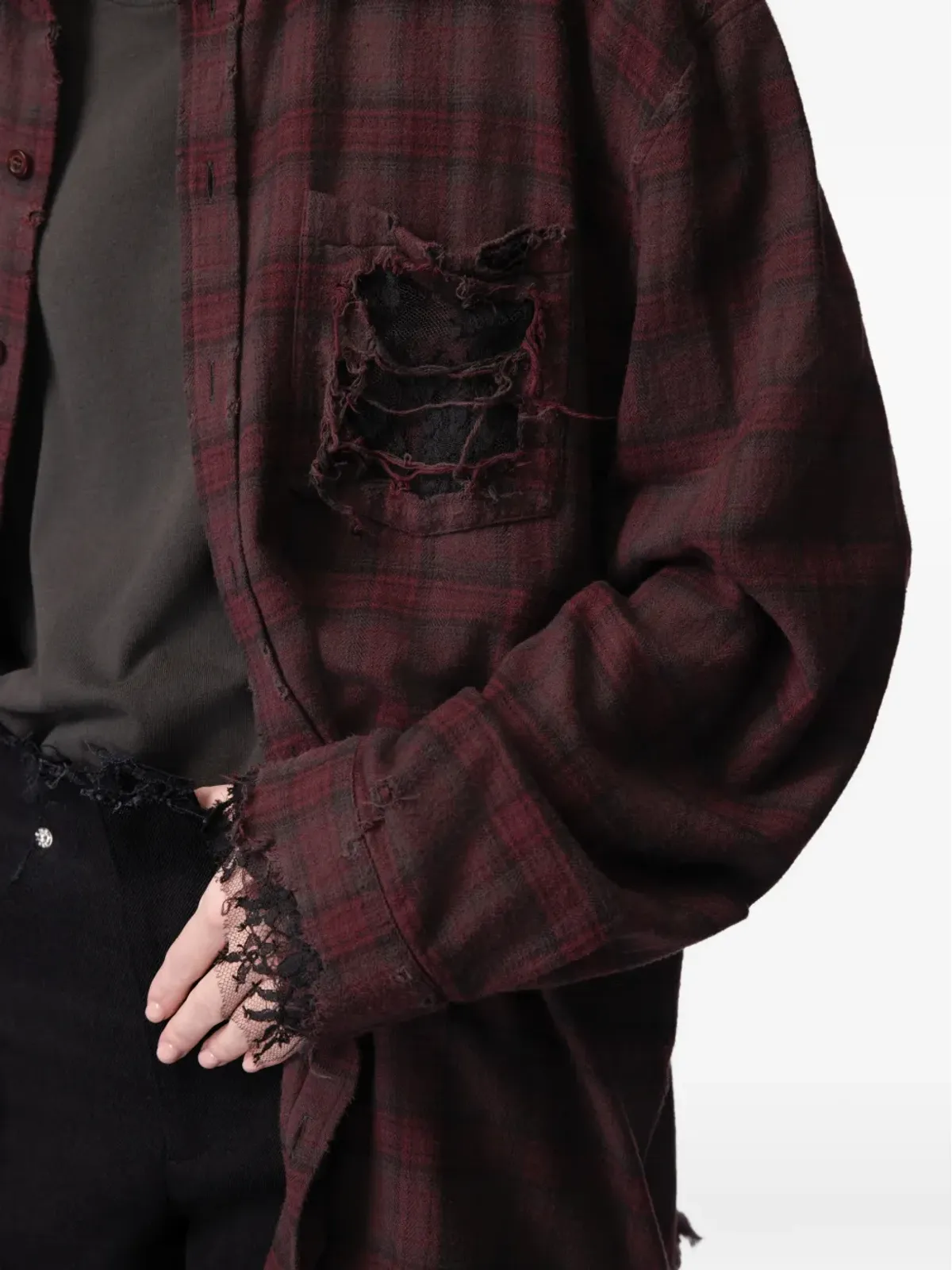 ARTICLE TEN ダメージ加工 チェックシャツ - 画像4