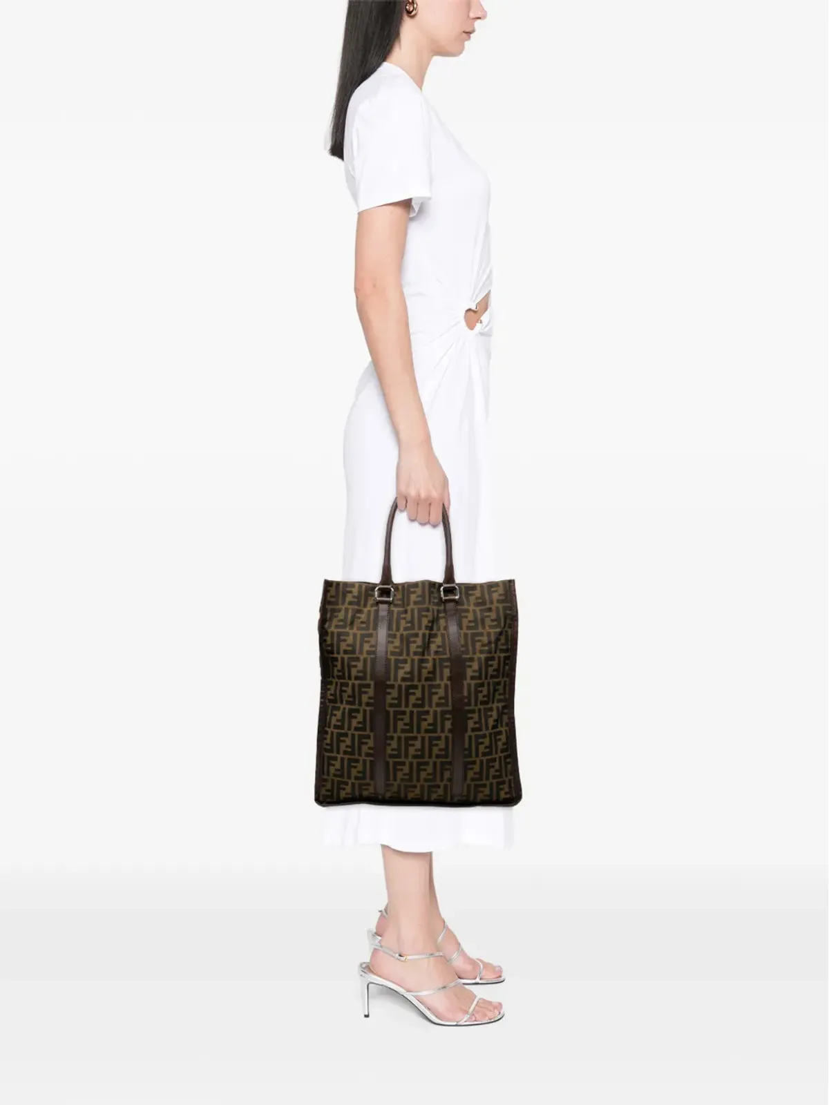 Fendi Pre-Owned ズーカ キャンバス縦型トートバッグ - ブラウン - 画像2