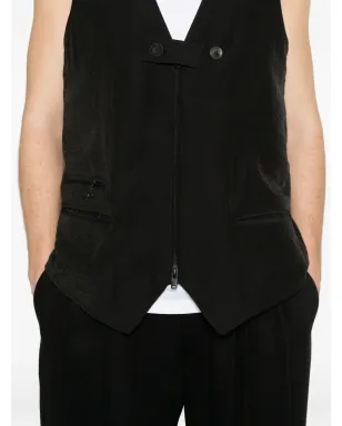 Y-3 button zip vest - Black - サムネイル5