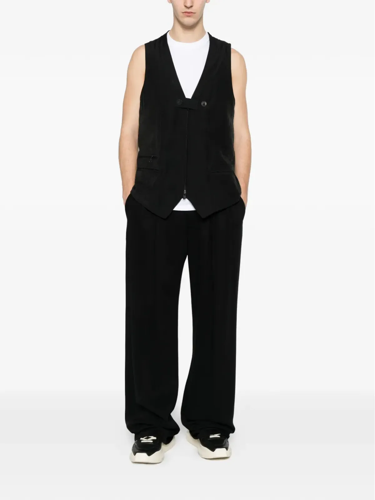 Y-3 button zip vest - Black - 画像2