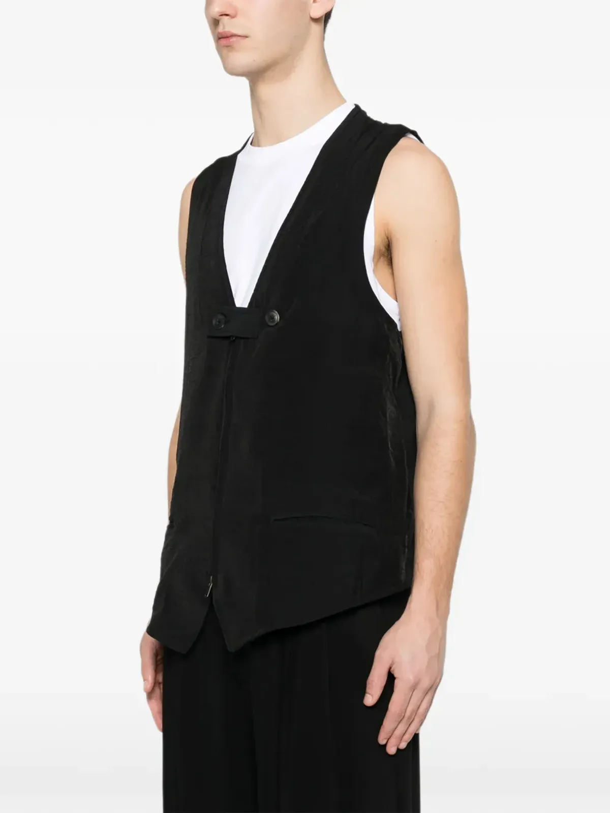 Y-3 button zip vest - Black - 画像3