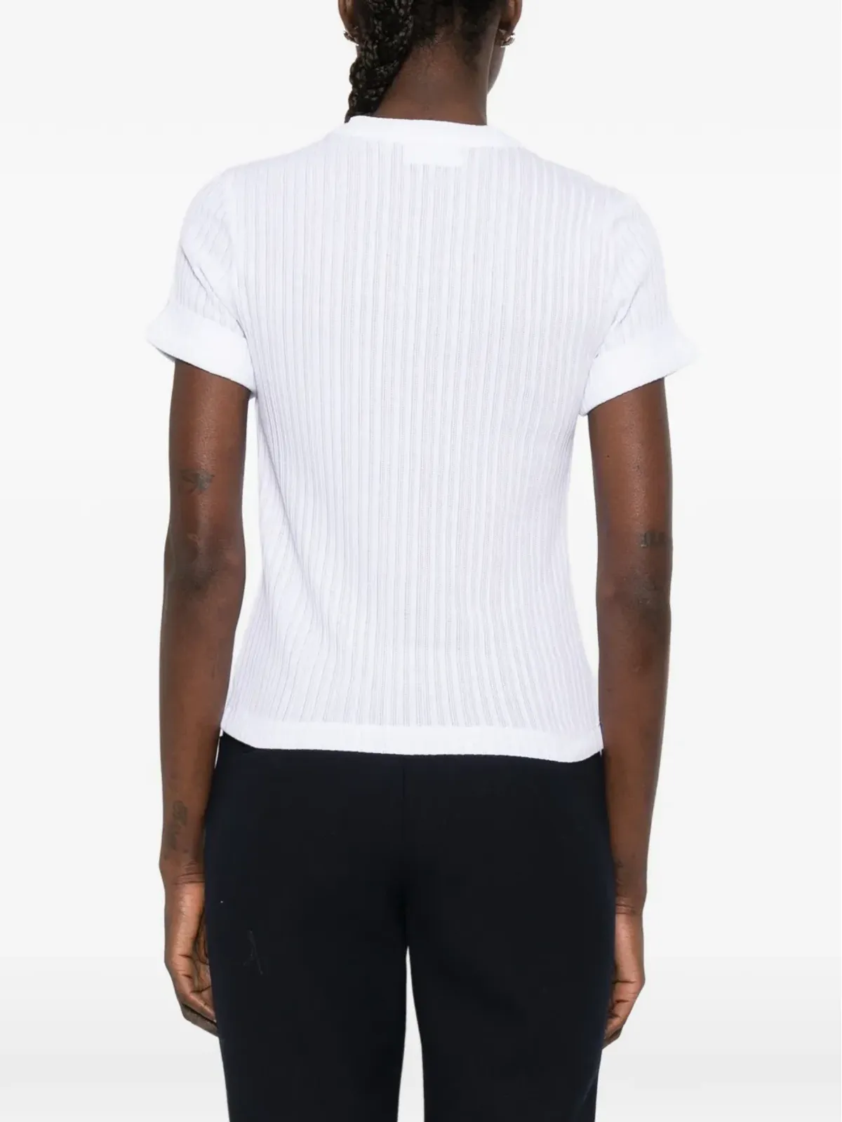 Maison Labiche リブ編み ハートアップリケ Tシャツ - 画像4
