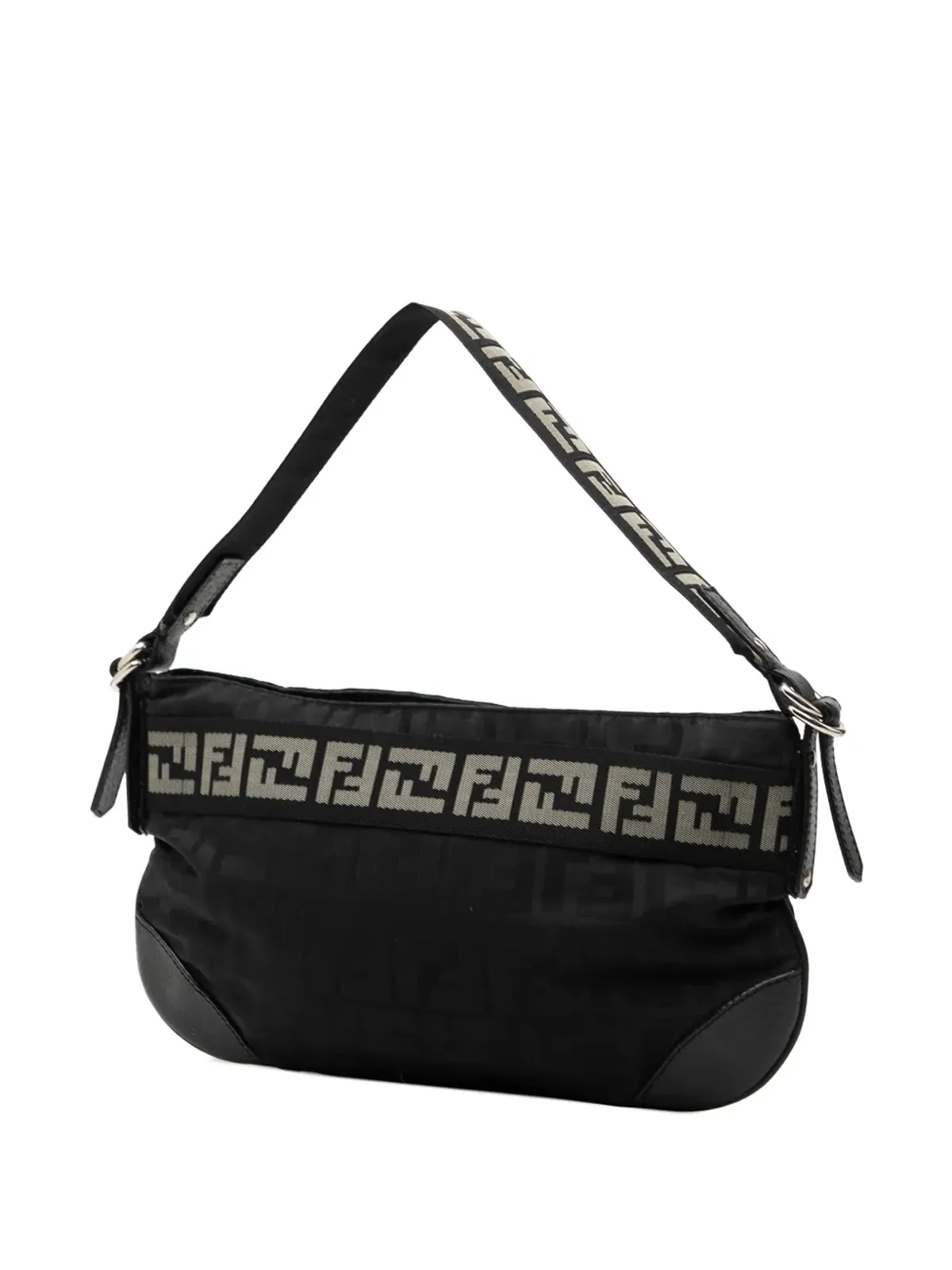 Fendi ビンテージ Zucca ナイロン ジップコード ショルダーバッグ - ブラック - 画像3