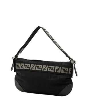 Fendi ビンテージ Zucca ナイロン ジップコード ショルダーバッグ - ブラック - サムネイル3