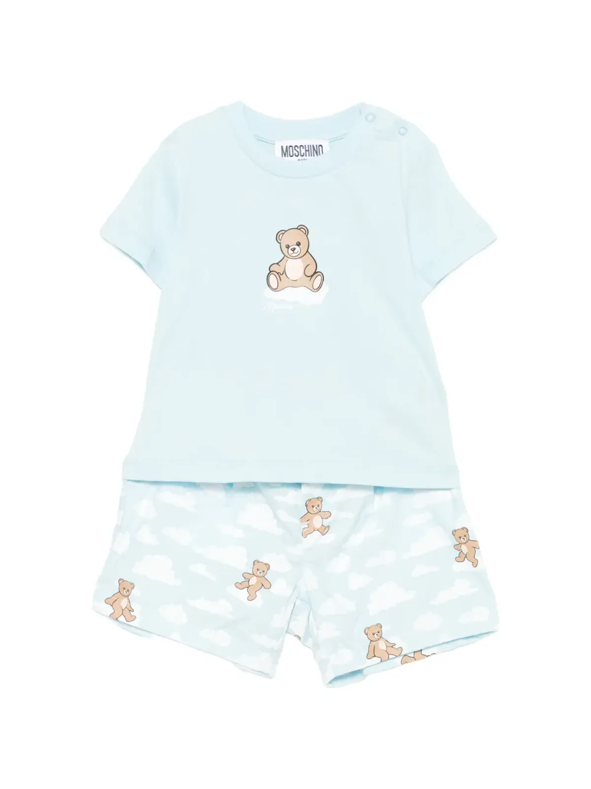Moschino Kids ベアプリント ベビー用ショート＆Tシャツセット - ブルー - 画像1