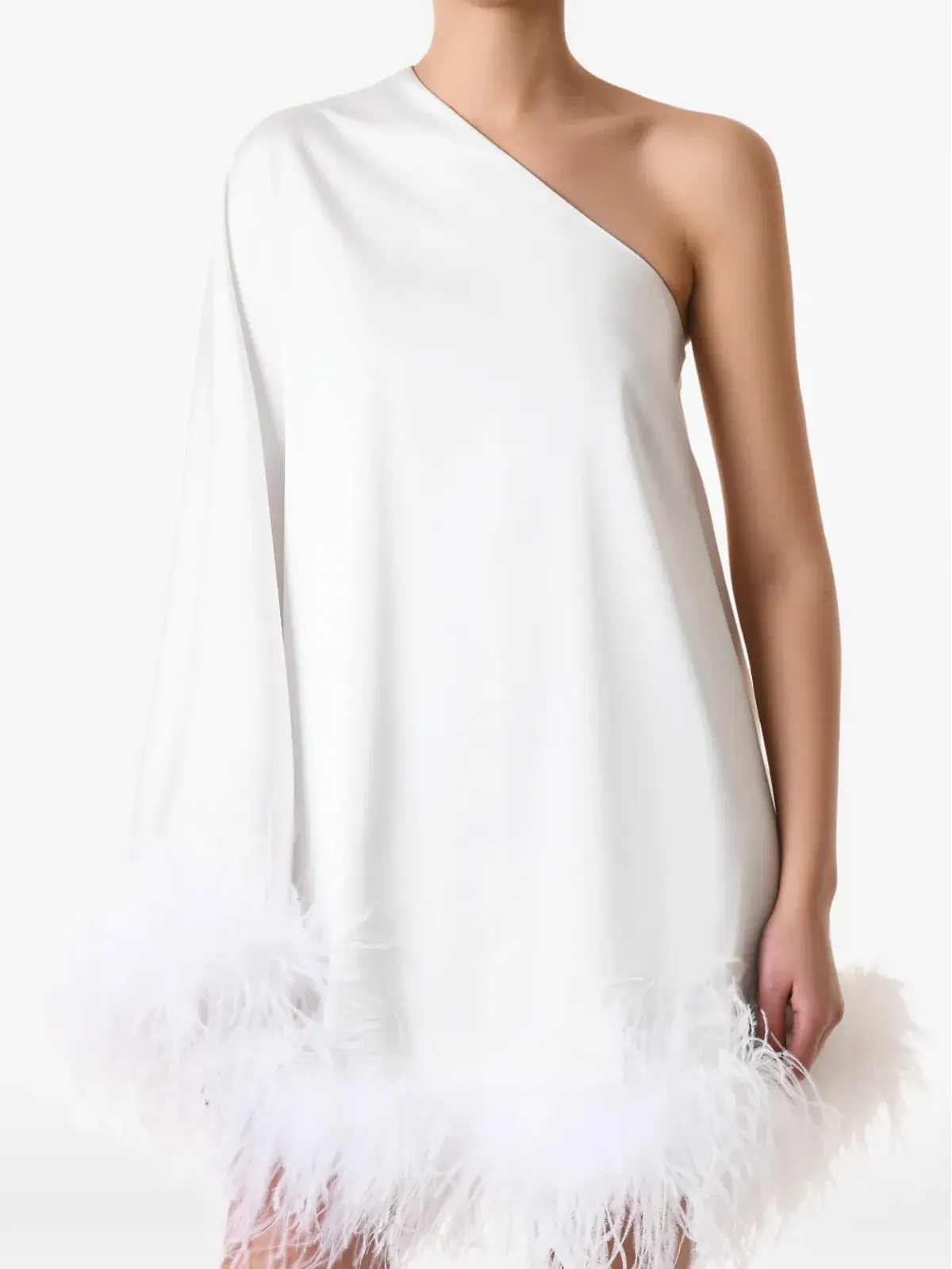 MATTERS STORE Aurora one-shoulder feathered-trim mini dress - White - 画像2