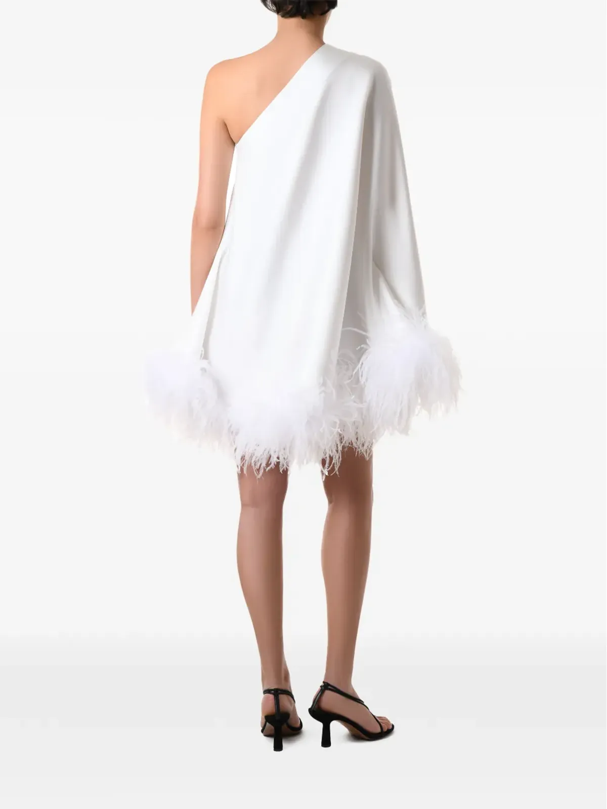 MATTERS STORE Aurora one-shoulder feathered-trim mini dress - White - 画像3
