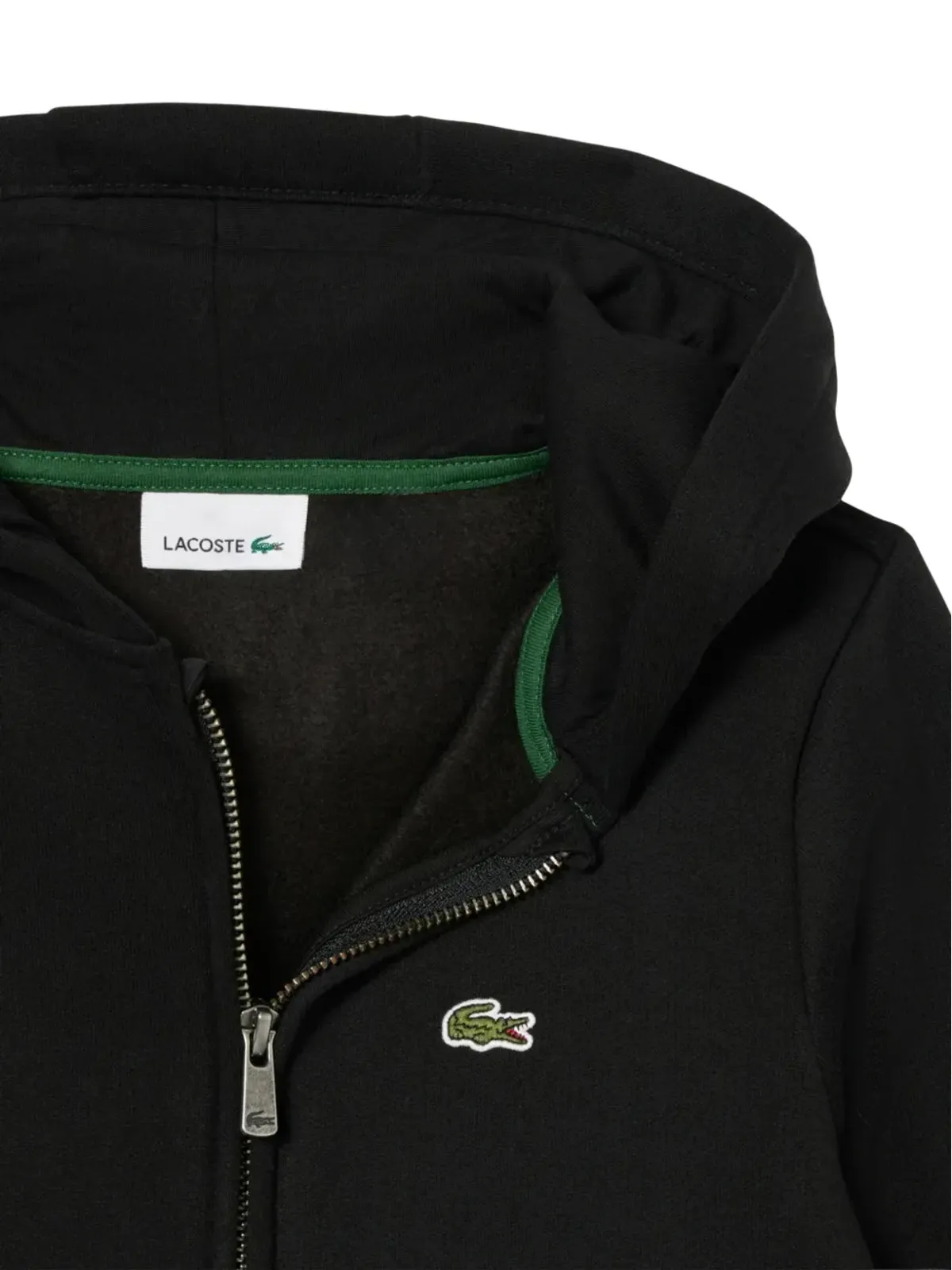 Lacoste Kids ロゴディテール入りフード付きジップアップコットンパーカー - 画像3