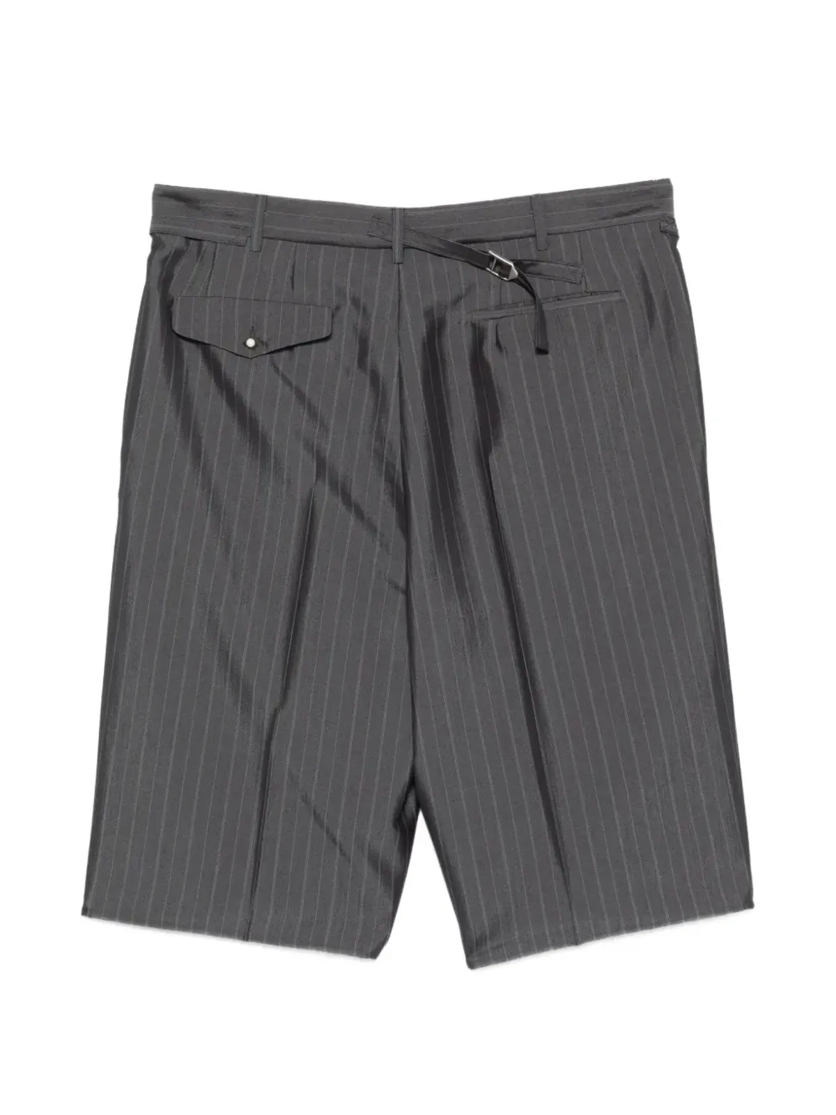 Magliano ピンストライプ バックル付きタブ ショーツ - グレー - 画像2