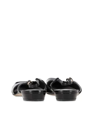 Sergio Rossi Vintage パテントレザー スリングバック フラットパンプス - ブラック - サムネイル3