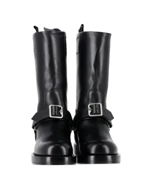 Burberry Pre-Owned バックル付きカーフレザー膝丈ブーツ（ブラック） - サムネイル2