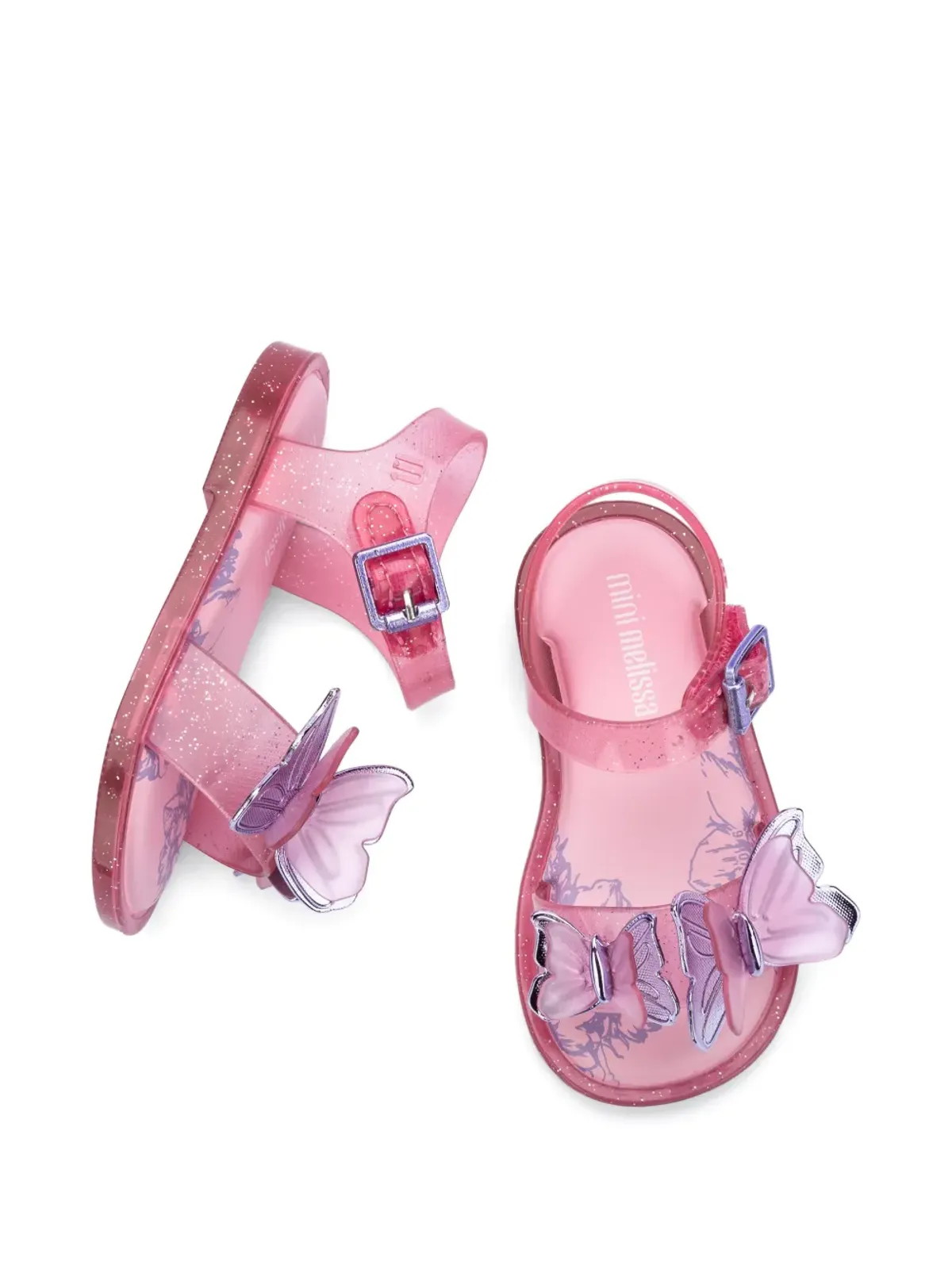 Mini Melissa 蝶柄ストラップサンダル ピンク - 画像3