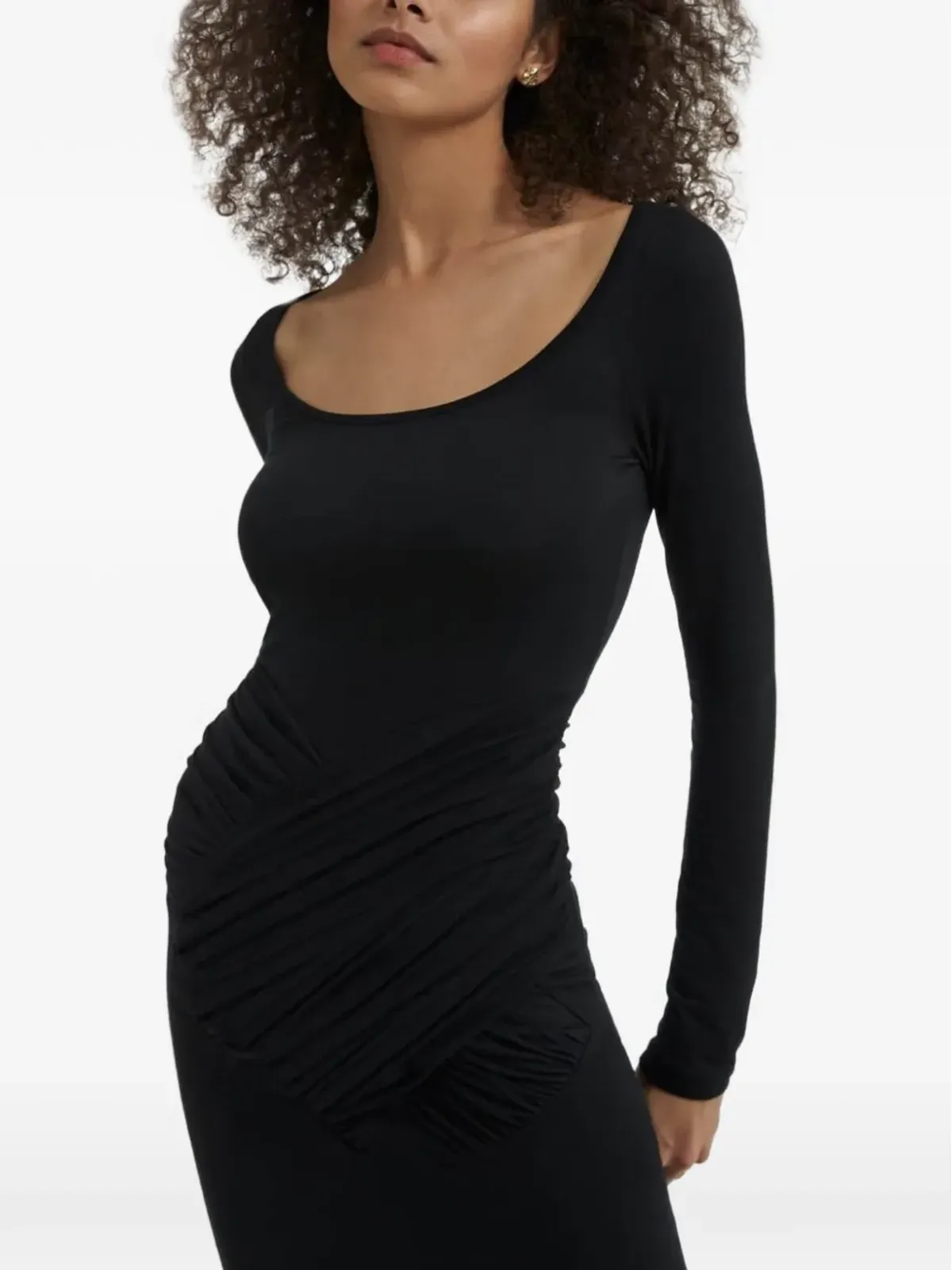 Violante Nessi Moore long-sleeve ruched-effect midi dress - Black - 画像5