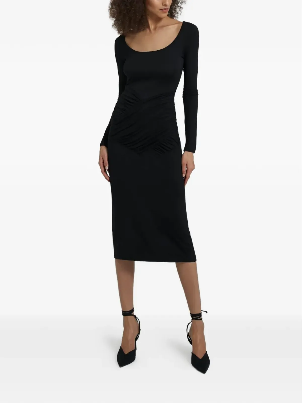 Violante Nessi Moore long-sleeve ruched-effect midi dress - Black - 画像2