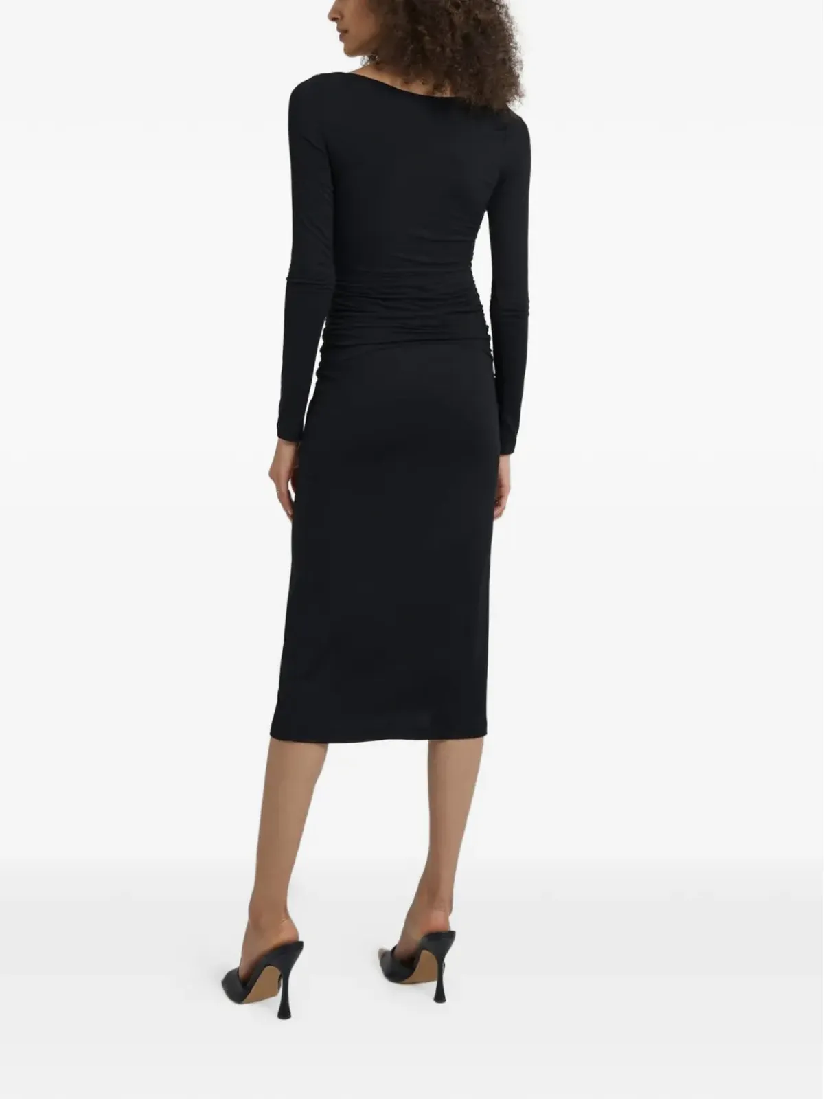 Violante Nessi Moore long-sleeve ruched-effect midi dress - Black - 画像3