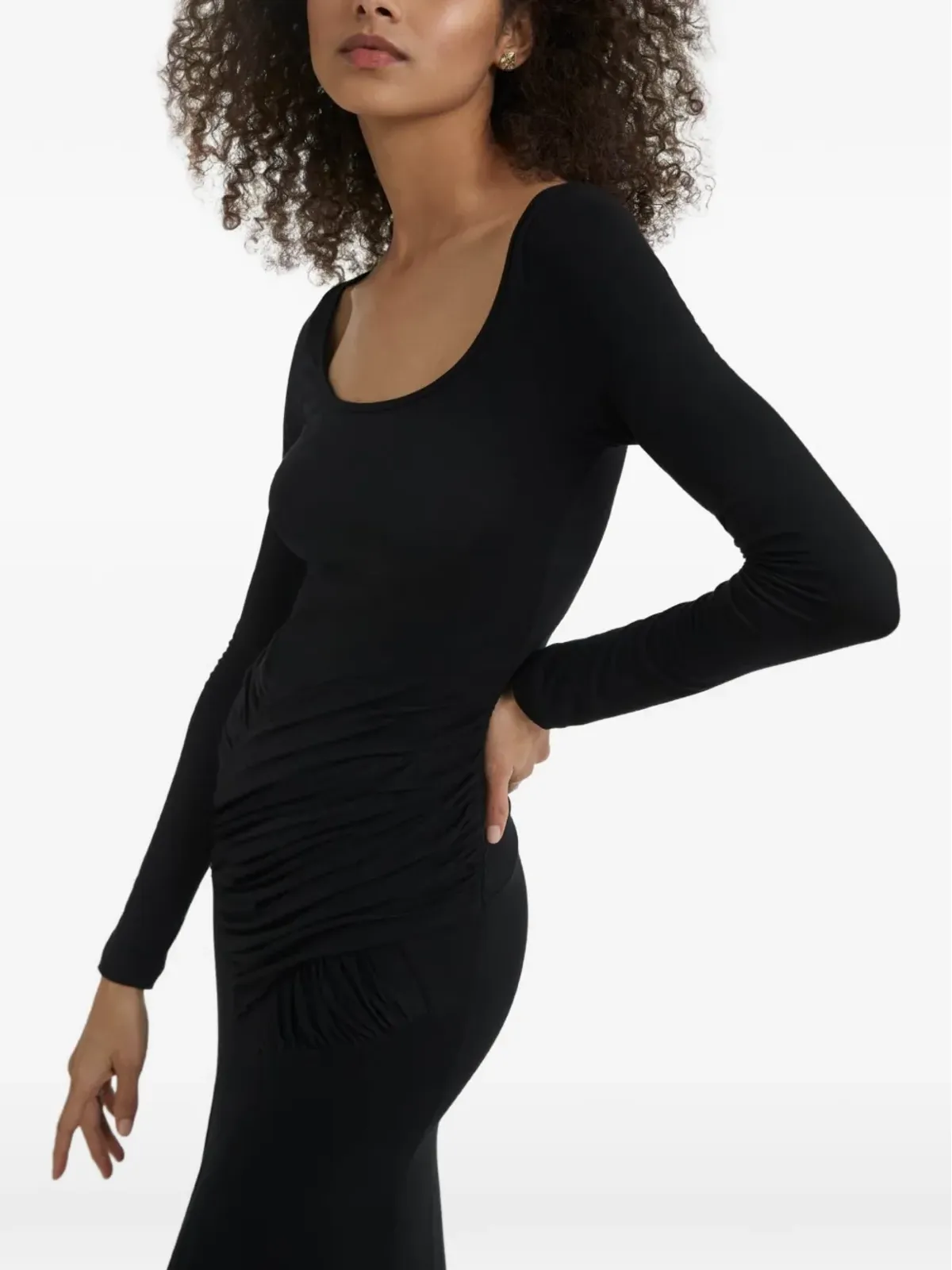 Violante Nessi Moore long-sleeve ruched-effect midi dress - Black - 画像4
