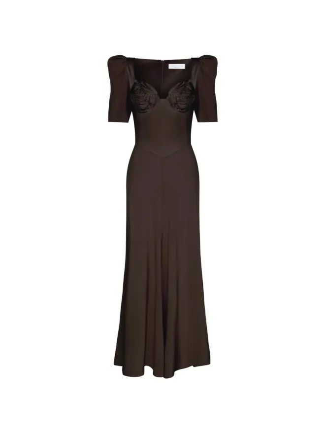Violante Nessi Violante Nessi Baccarat sweetheart-neckline maxi dress - Brownの商品画像