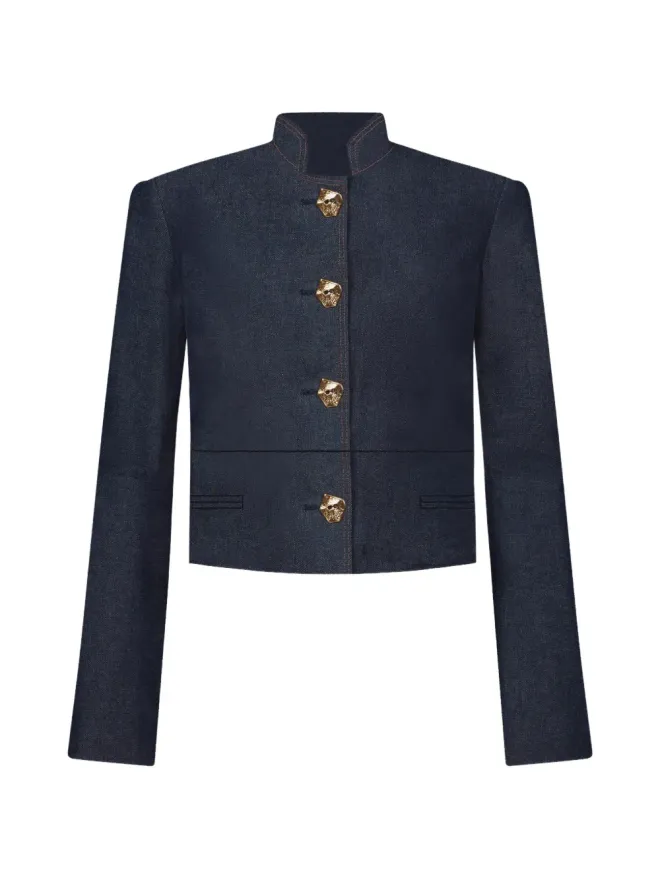 Violante Nessi Violante Nessi Vicente stand collar button jacket - Blueの商品画像