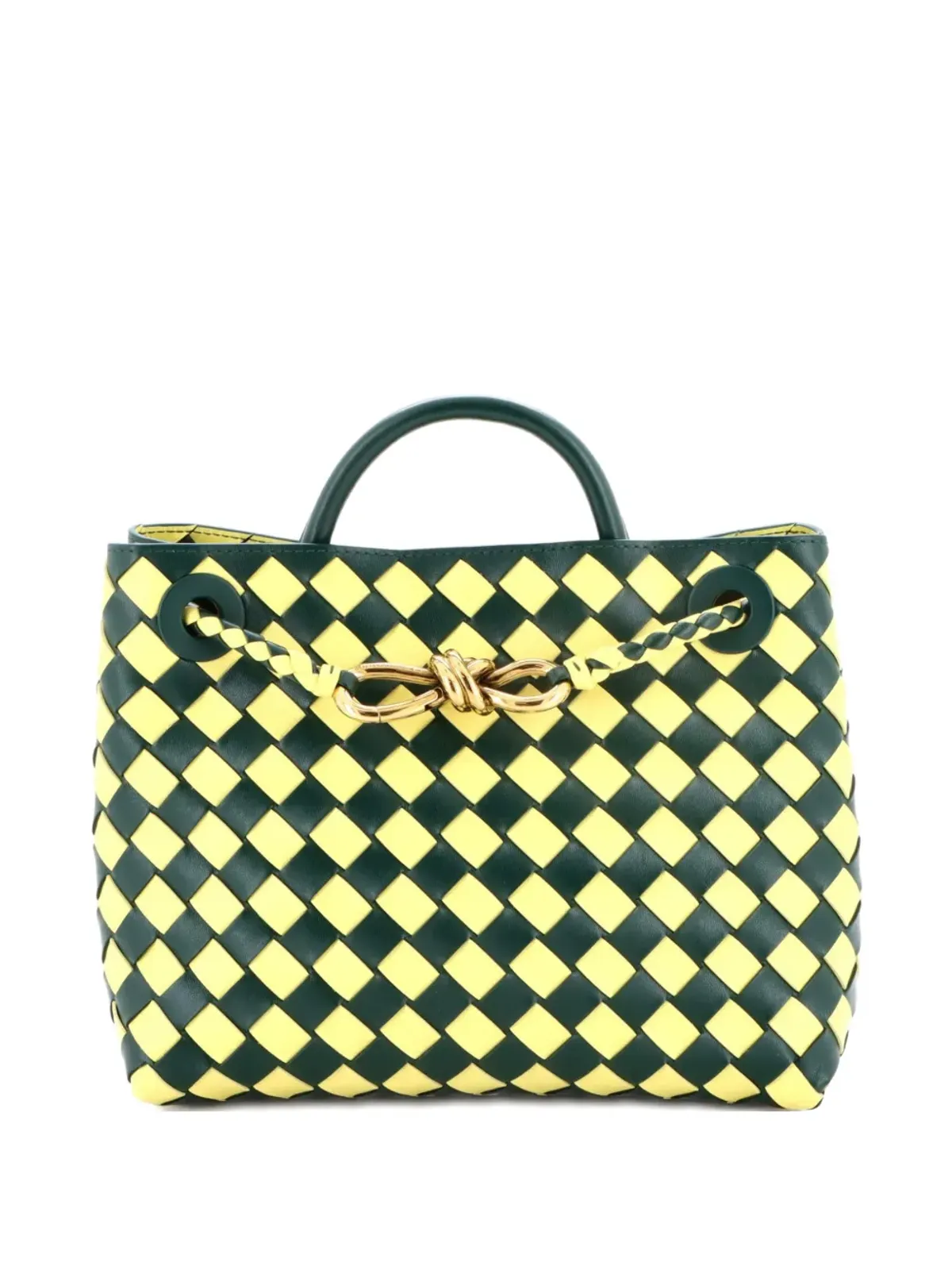 Bottega Veneta ビンテージ Bicolor Andiamo トップハンドルバッグ イントレチャート ナパ サッチェル - 画像1