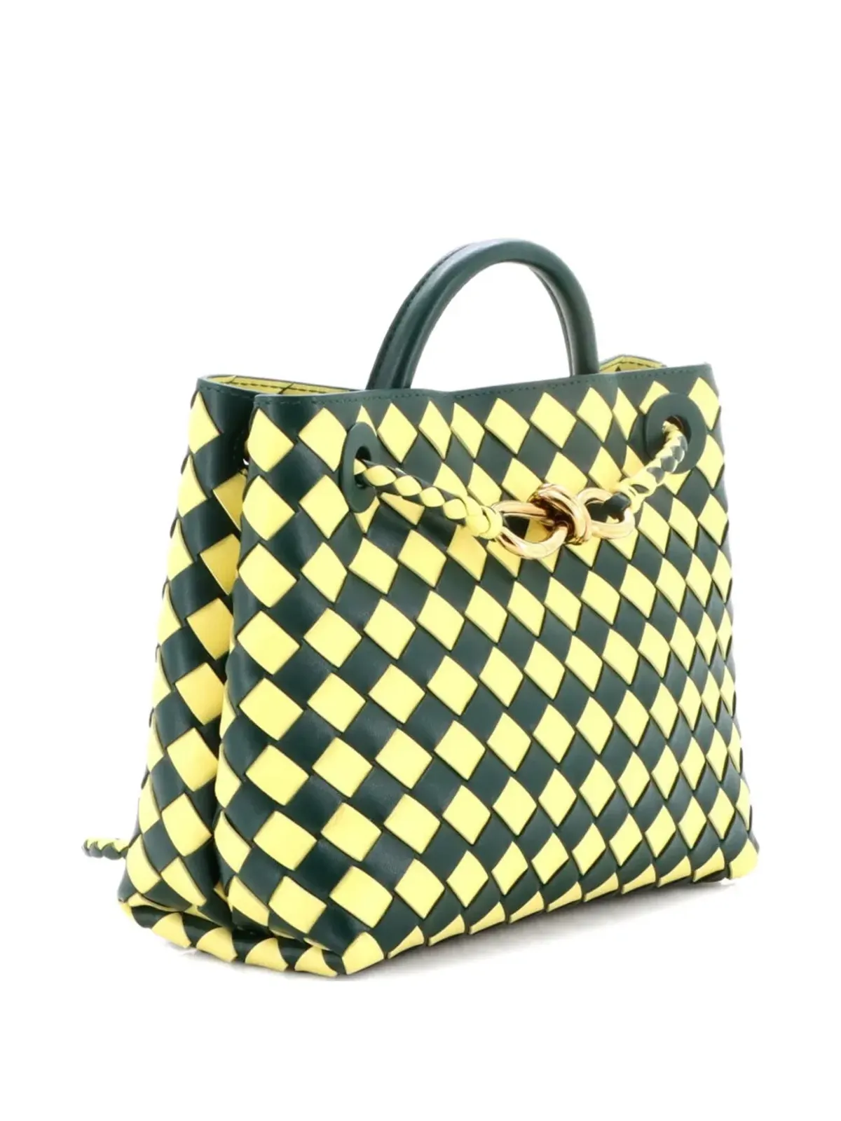 Bottega Veneta ビンテージ Bicolor Andiamo トップハンドルバッグ イントレチャート ナパ サッチェル - 画像3