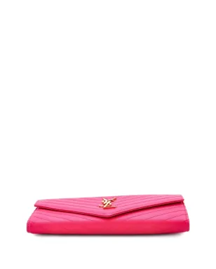 Saint Laurent Pre-Owned クラシックモノグラム フラップ ドキュメントオーガナイザー ウォレット - ピンク - サムネイル4