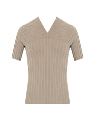Issey Miyake Vネックリブトップス - サムネイル1