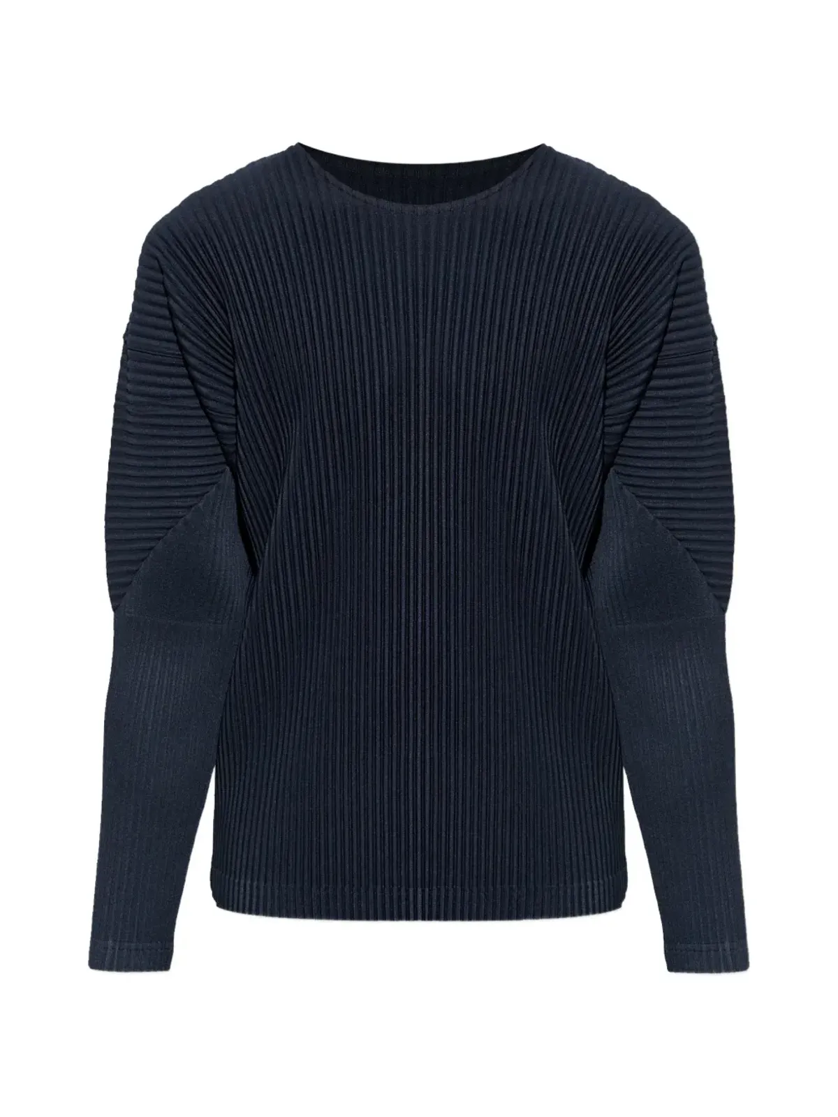 Homme Plissé Issey Miyake ダークブルーの長袖プリーツTシャツ - 画像1