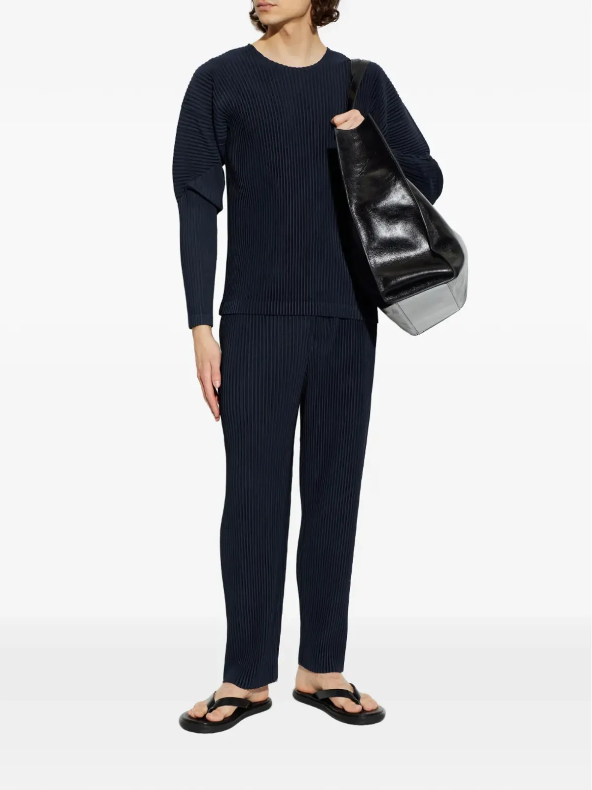 Homme Plissé Issey Miyake ダークブルーの長袖プリーツTシャツ - 画像2
