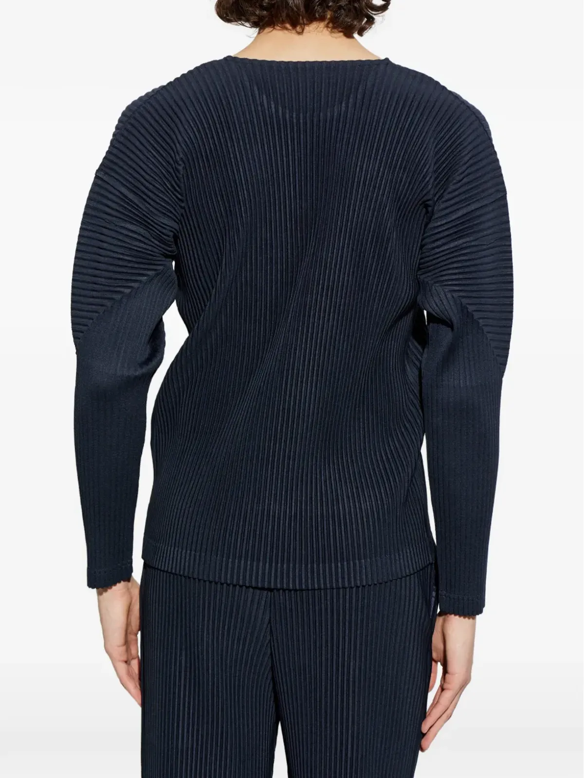 Homme Plissé Issey Miyake ダークブルーの長袖プリーツTシャツ - 画像4