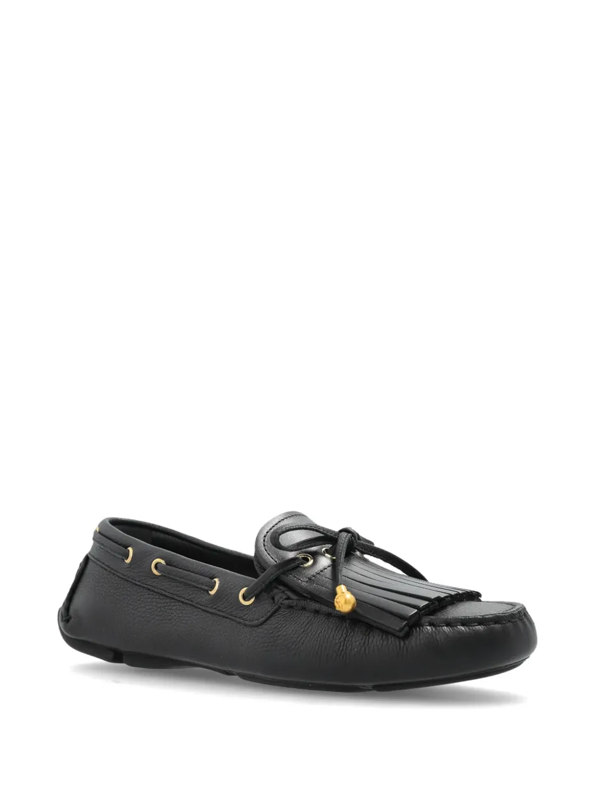 Jimmy Choo マノン タッセル レザー ボートシューズ ブラック - 画像2