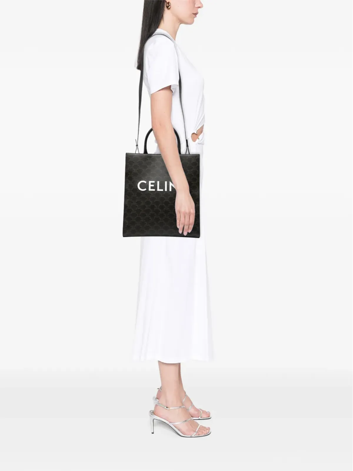 Celine ビンテージ 2023 Triomphe Cabas Tote Satchel - Brown - 画像2