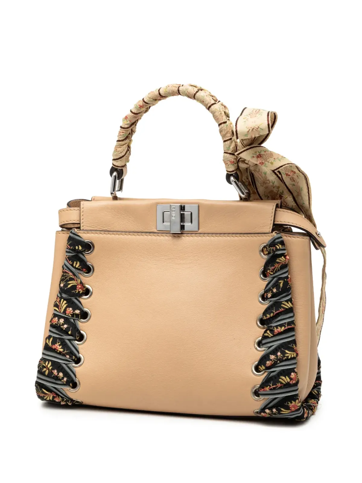 Fendi Pre-Owned ミディアム レザー リボン ホイップステッチ ピーカブー サッチェル - ブラウン - 画像3