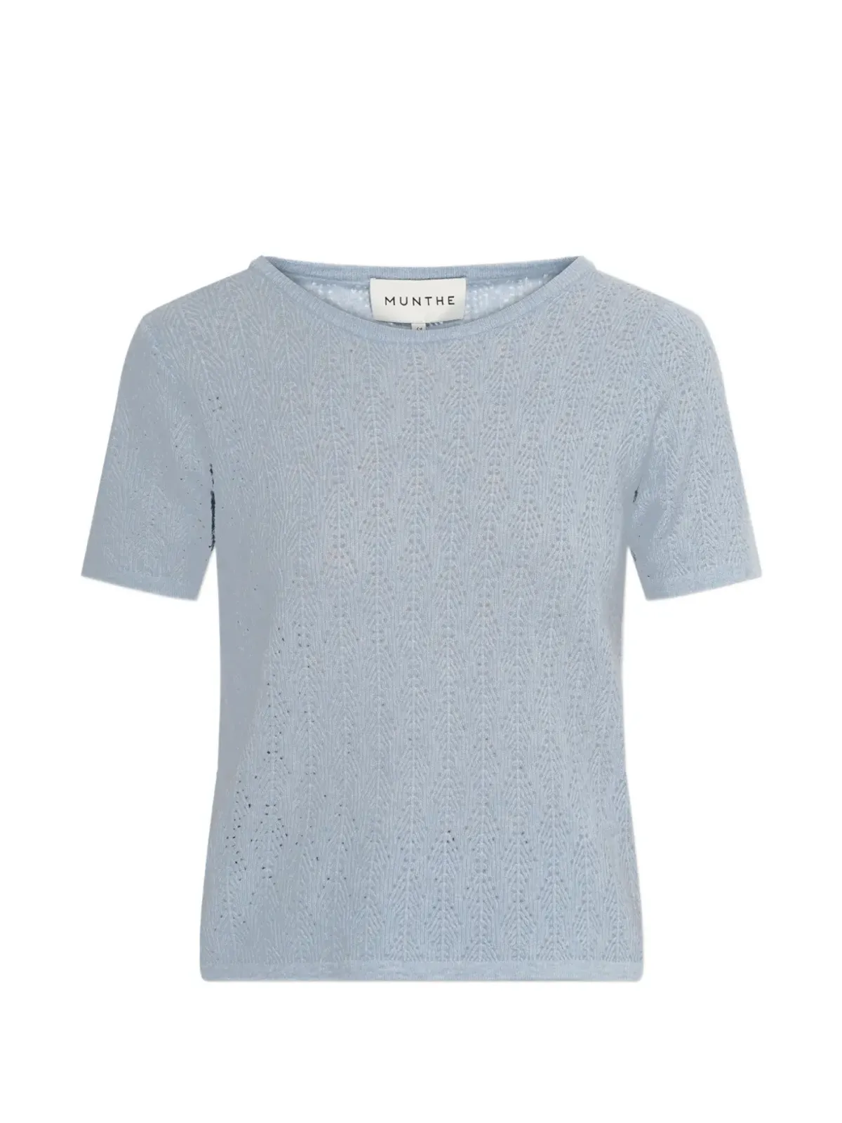 MUNTHE ボイリ ポイントエット編み Tシャツ ブルー - 画像1
