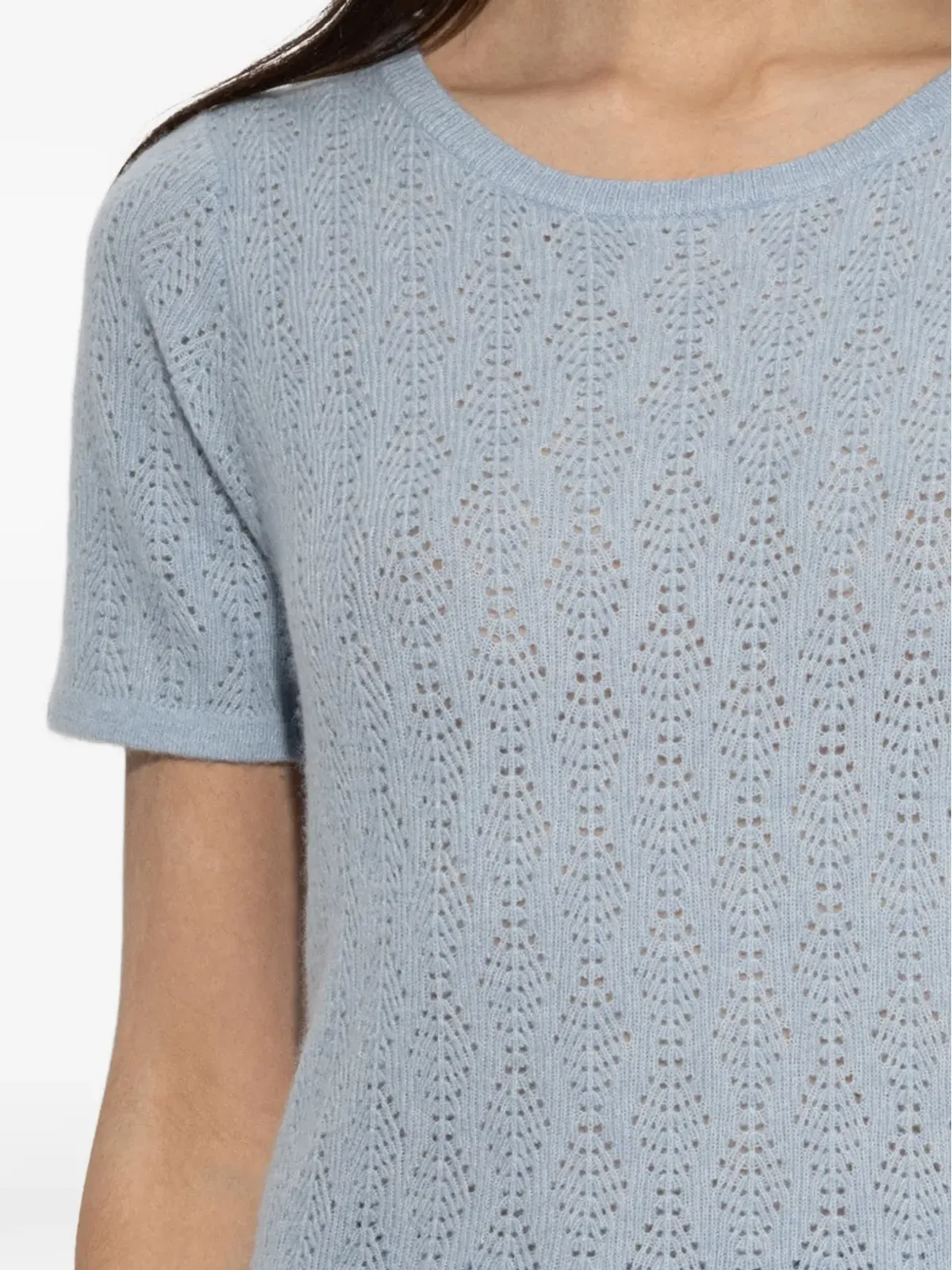 MUNTHE ボイリ ポイントエット編み Tシャツ ブルー - 画像5