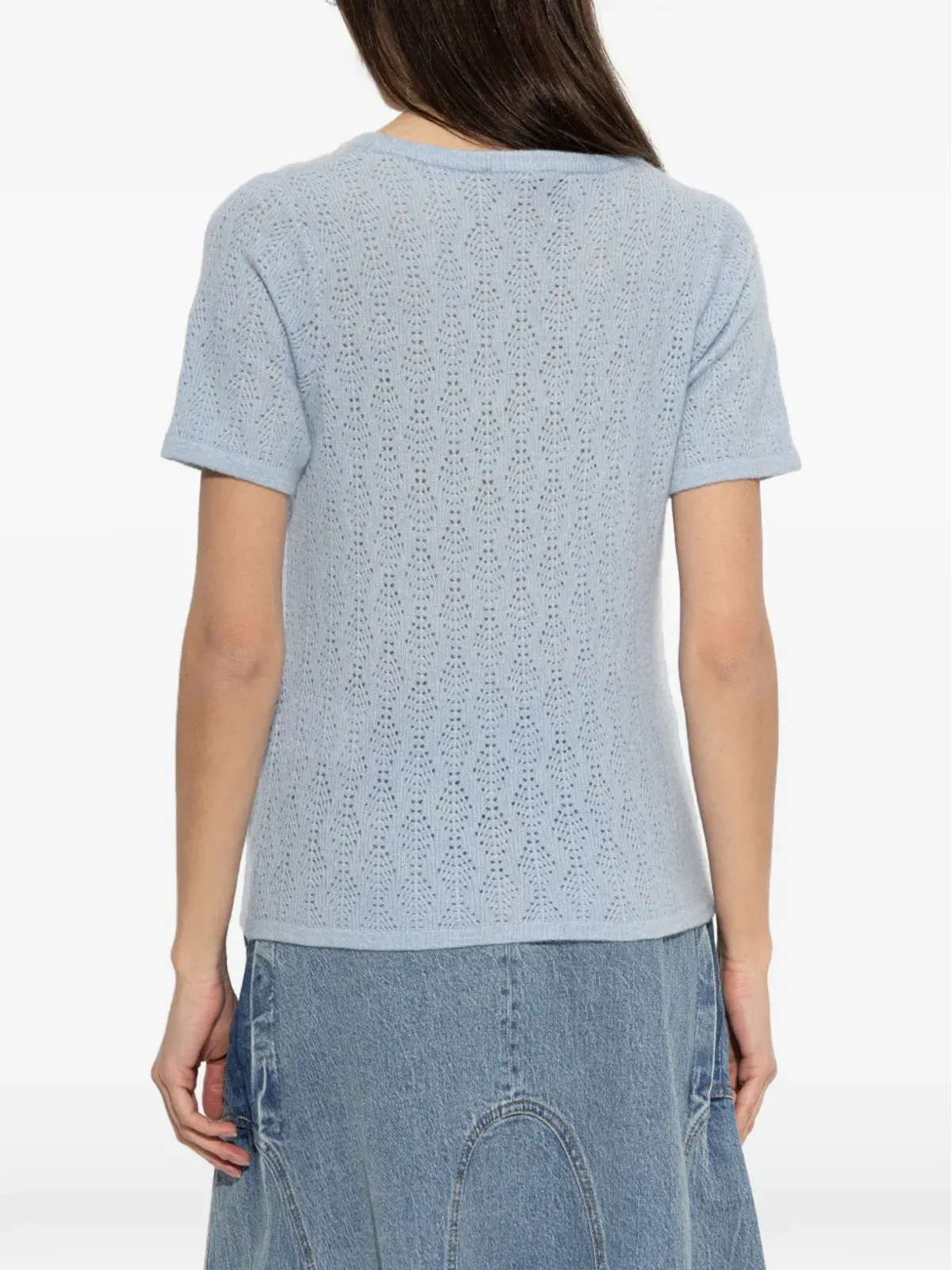 MUNTHE ボイリ ポイントエット編み Tシャツ ブルー - 画像4