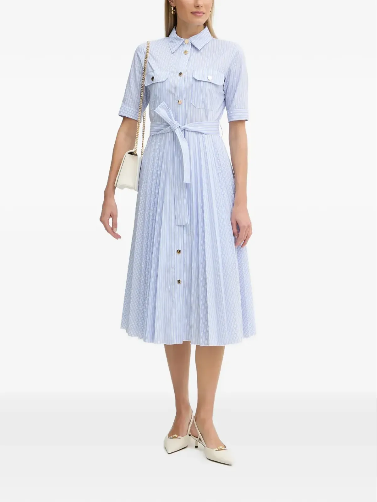 FRACOMINA striped belted midi dress - Blue - 画像2