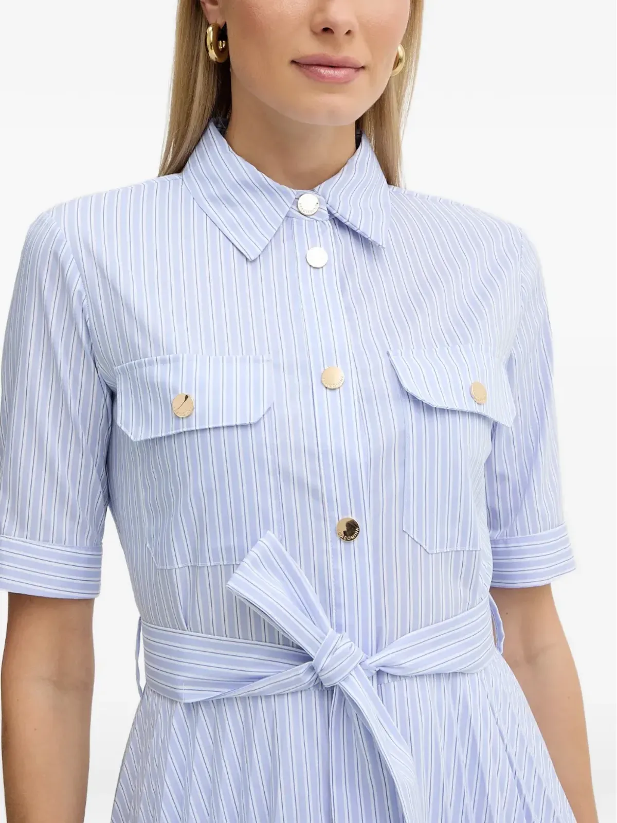 FRACOMINA striped belted midi dress - Blue - 画像4