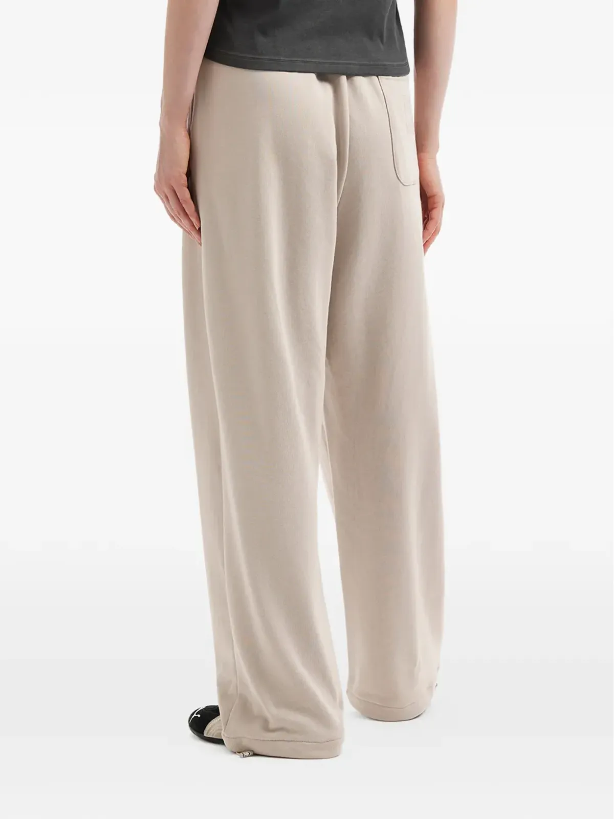 Mini Cream drawstring wide-leg trousers - 画像4