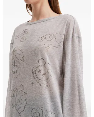 Mini Cream グラフィックプリント長袖Tシャツ - サムネイル5