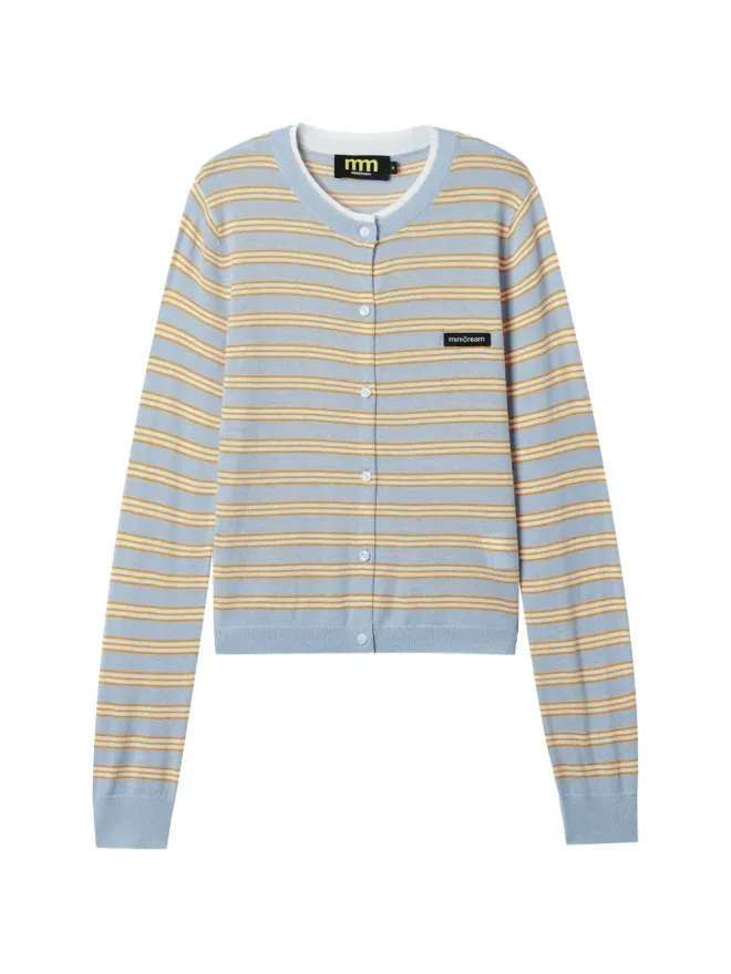 Mini Cream Mini Cream ストライプ柄カーディガン - ブルーの商品画像
