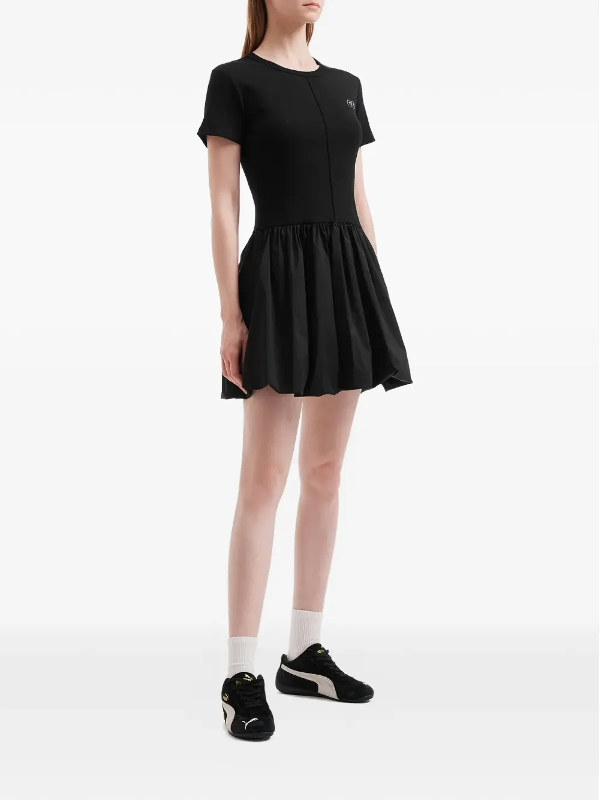 Mini Cream エンベリッシュドプリーツミニドレス - ブラック - 画像2