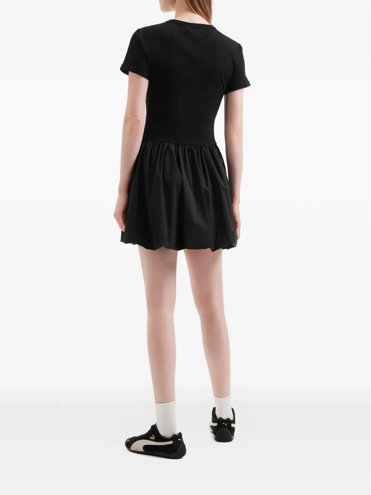 Mini Cream エンベリッシュドプリーツミニドレス - ブラック - 画像4