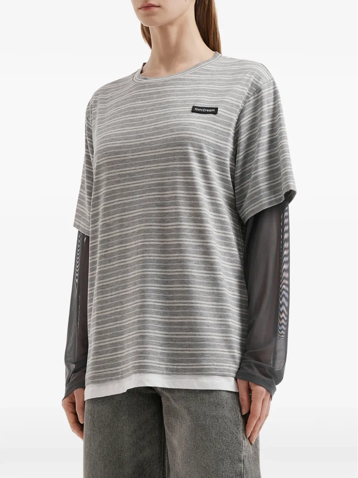 Mini Cream layered T-shirt - Grey - 画像3