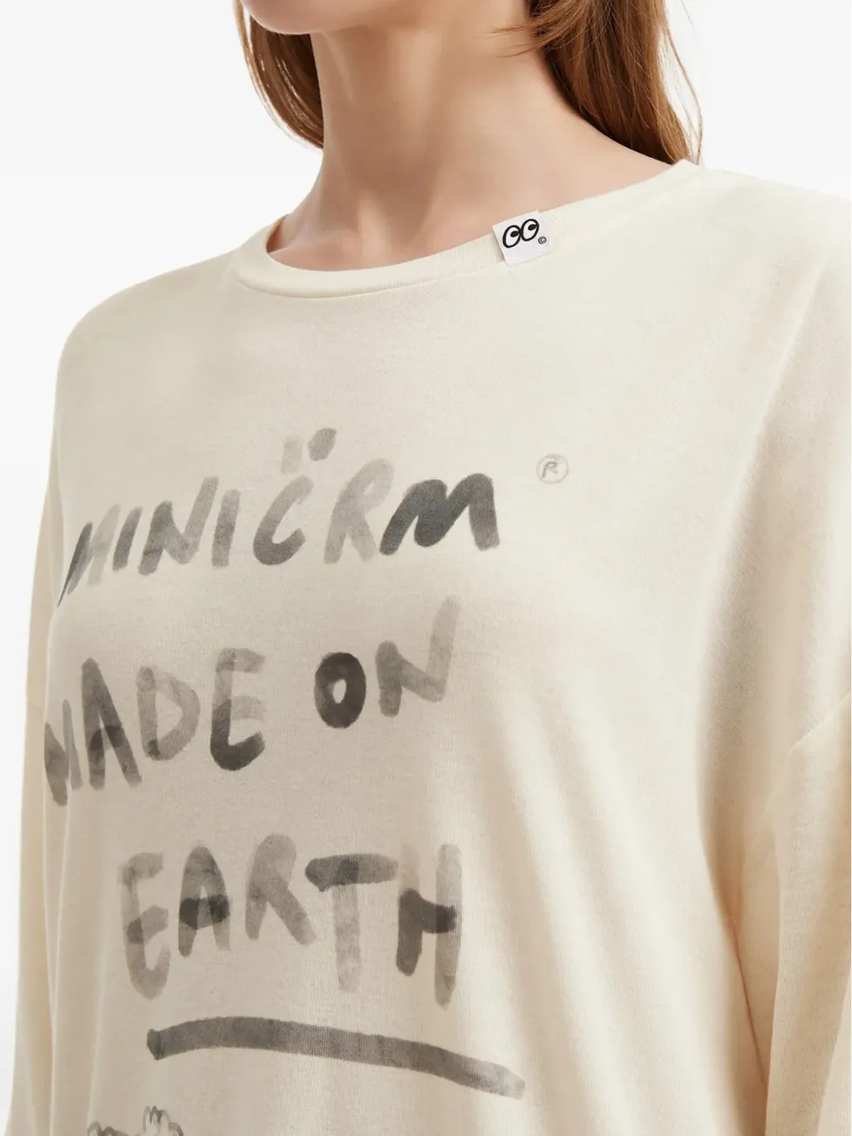 Mini Cream lettering-print T-shirt - Neutrals - 画像5