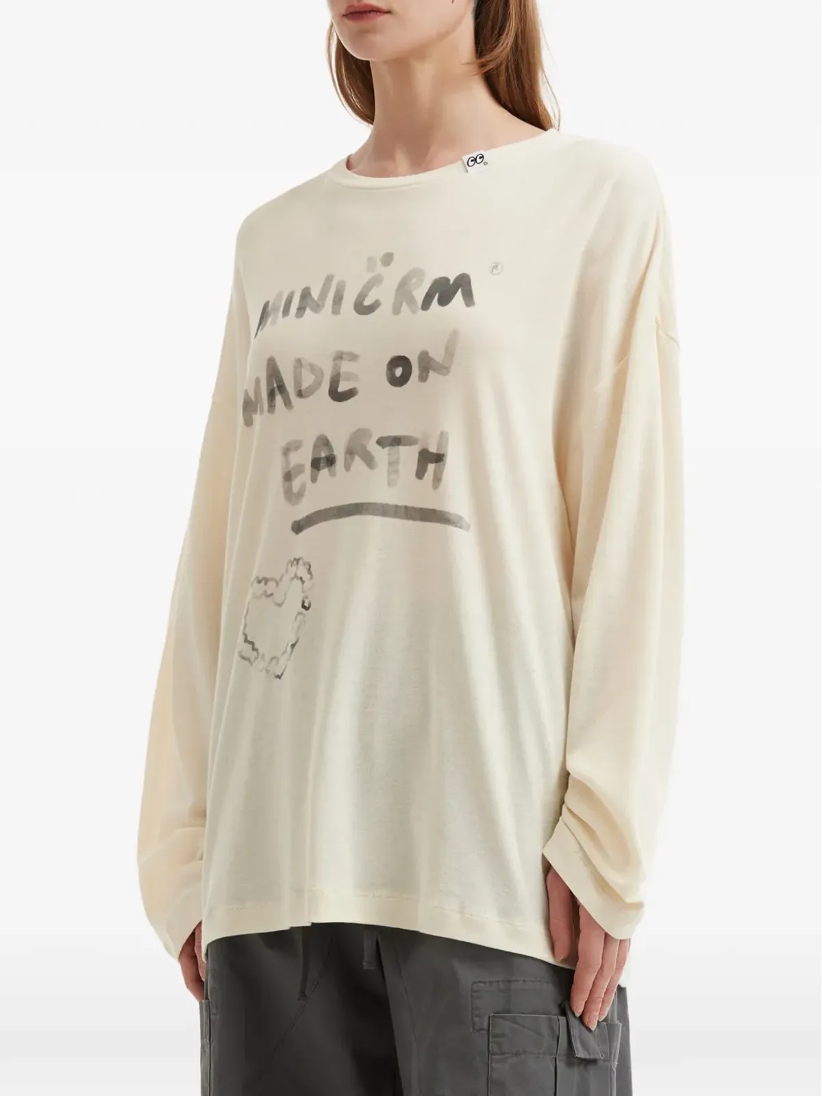 Mini Cream lettering-print T-shirt - Neutrals - 画像3