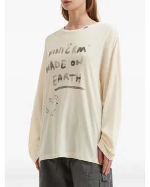 Mini Cream lettering-print T-shirt - Neutrals - サムネイル3