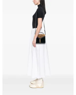Saint Laurent Pre-Owned 2019年 ミニ スエード レオパードプリント モノグラム Cassandra トップハンドバッグ - ブラック - サムネイル2