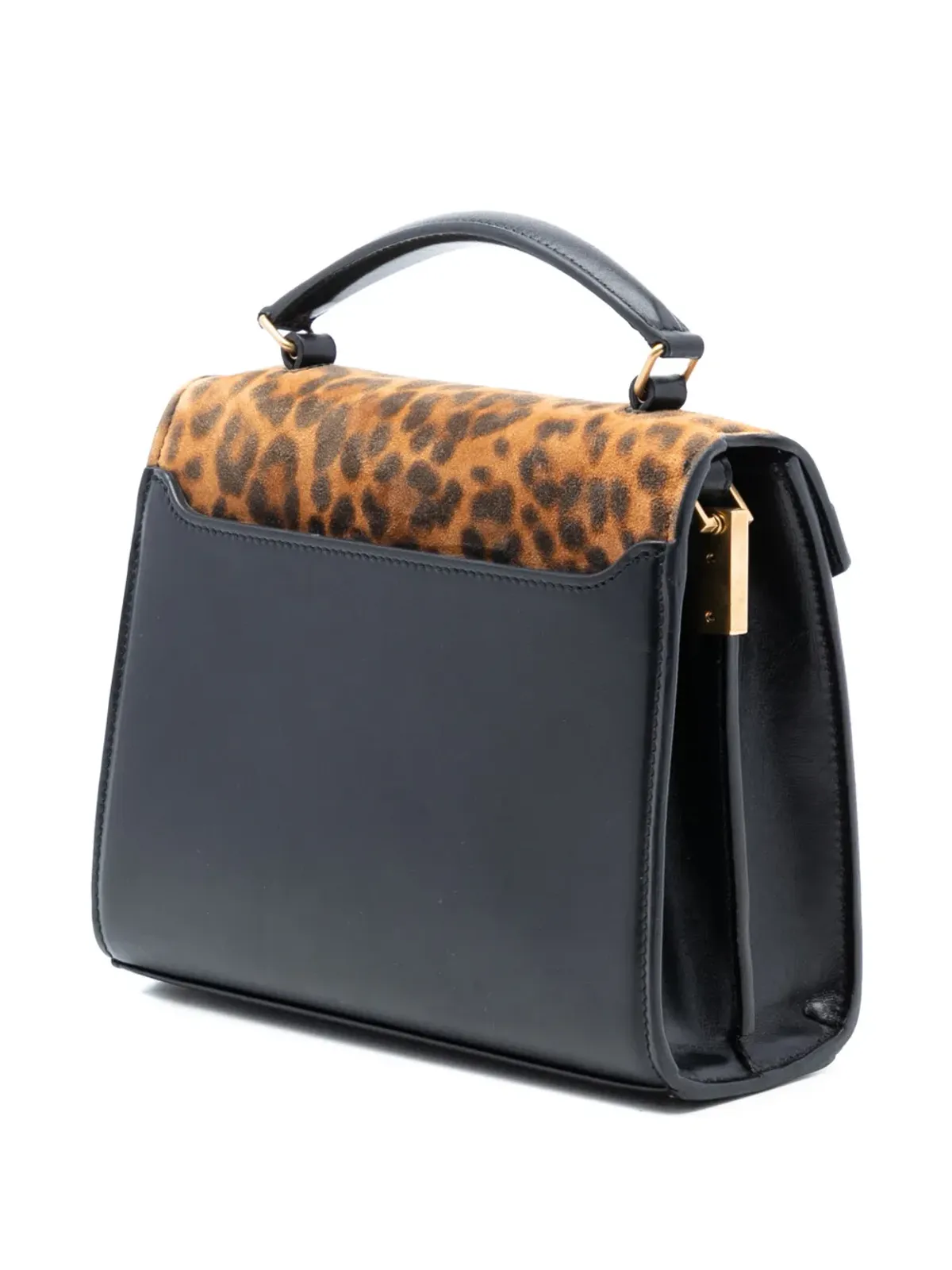 Saint Laurent Pre-Owned 2019年 ミニ スエード レオパードプリント モノグラム Cassandra トップハンドバッグ - ブラック - 画像3