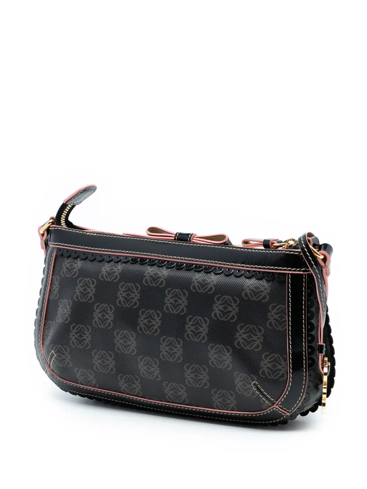 Loewe ビンテージ 2007 Anagram PVCコーティングキャンバス ショルダーバッグ - ブラック - 画像3