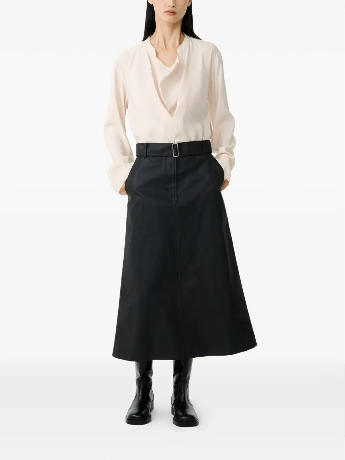 Studio Nicholson Grasse A-line midi skirt - Black - 画像2